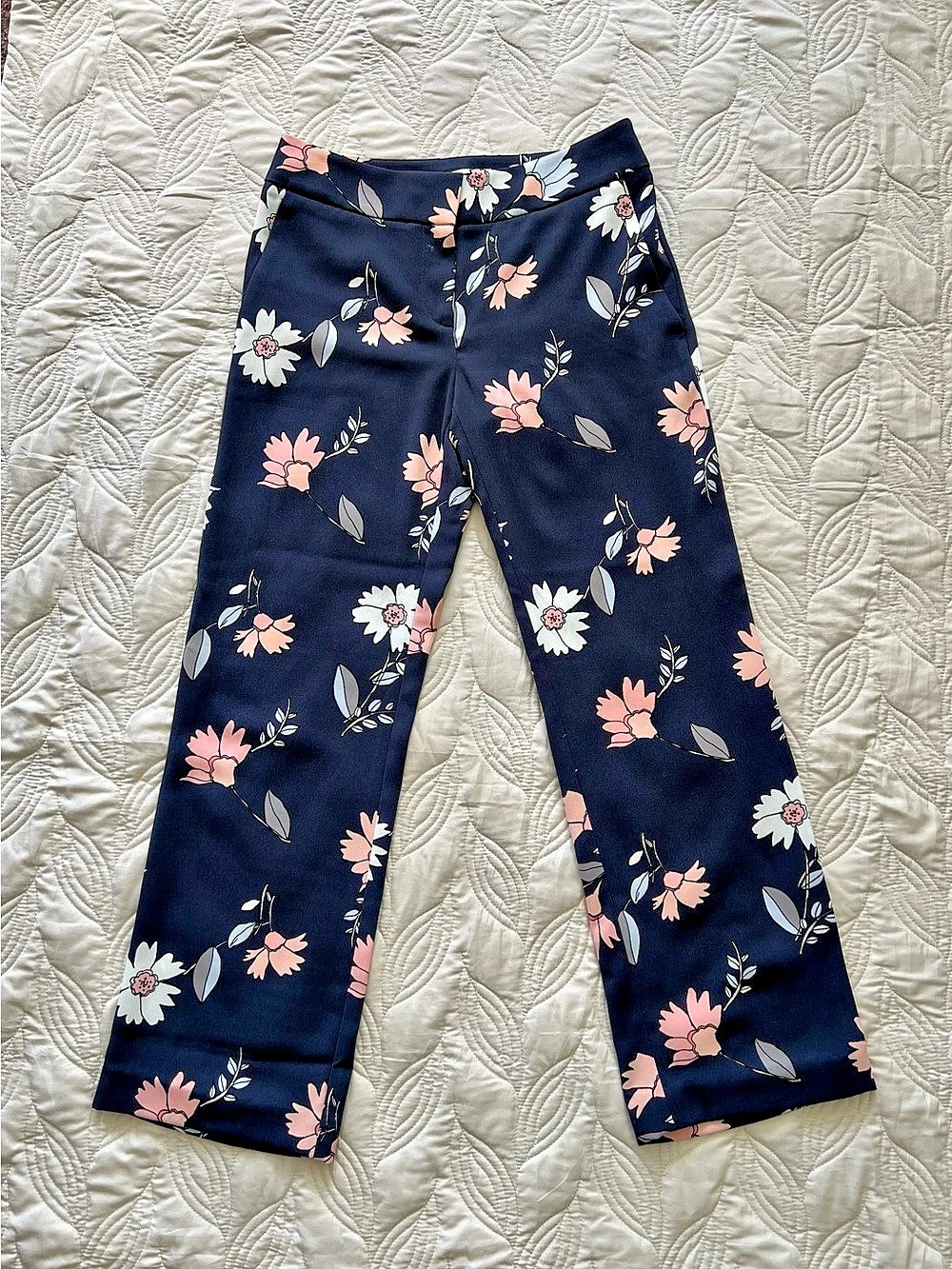 LOFT Floral Ankle Pants Blue & Pink Size 0 Like New